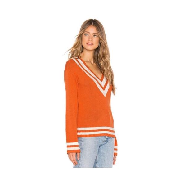 Tularosa Kyoto V-Neck Varsity Stripe Sweater White /orange Preppy Y2K Sz Small - Picture 2 of 9